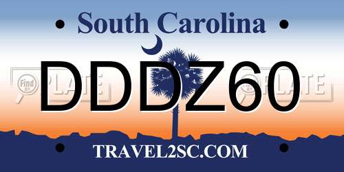DDDZ60 South Carolina License Plate