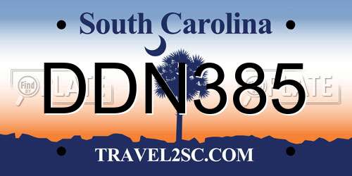 DDN385 South Carolina License Plate