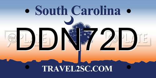 DDN72D South Carolina License Plate