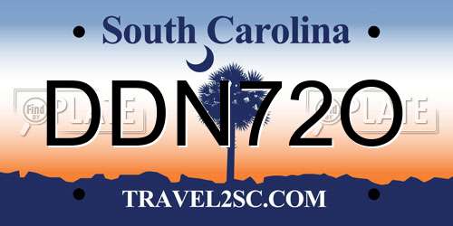 DDN72O South Carolina License Plate
