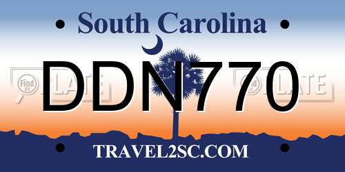 DDN770 South Carolina License Plate