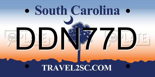 DDN77D South Carolina License Plate