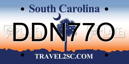 DDN77O South Carolina License Plate