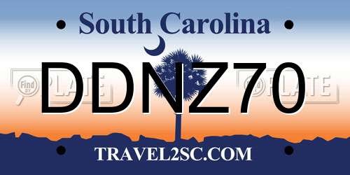DDNZ70 South Carolina License Plate