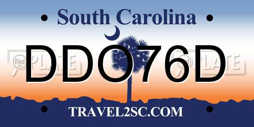 DDO76D South Carolina License Plate