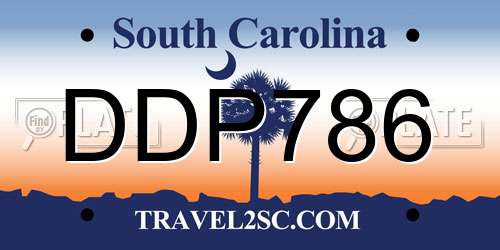 DDP786 South Carolina License Plate