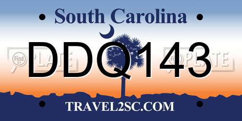 DDQ143 South Carolina License Plate