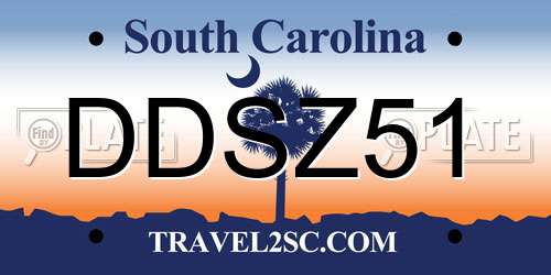 DDSZ51 South Carolina License Plate