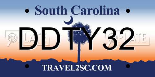 DDTY32 South Carolina License Plate
