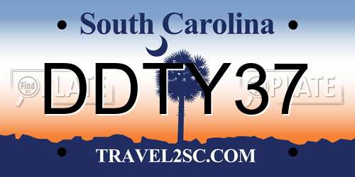 DDTY37 South Carolina License Plate