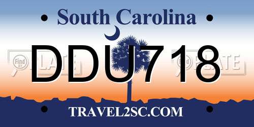 DDU718 South Carolina License Plate