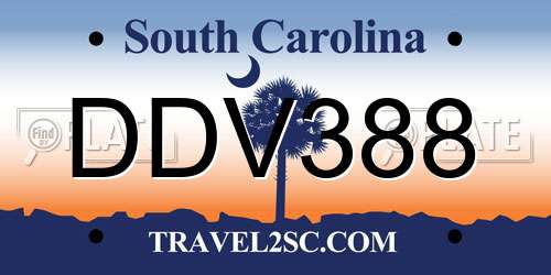 DDV388 South Carolina License Plate