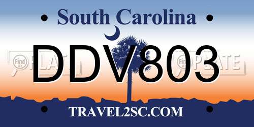DDV803 South Carolina License Plate