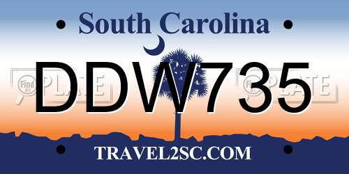 DDW735 South Carolina License Plate