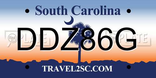DDZ86G South Carolina License Plate