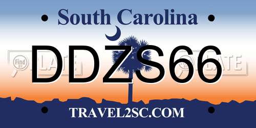 DDZS66 South Carolina License Plate