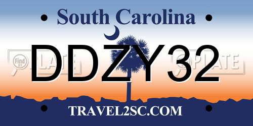 DDZY32 South Carolina License Plate