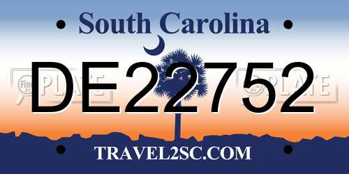 DE22752 South Carolina License Plate