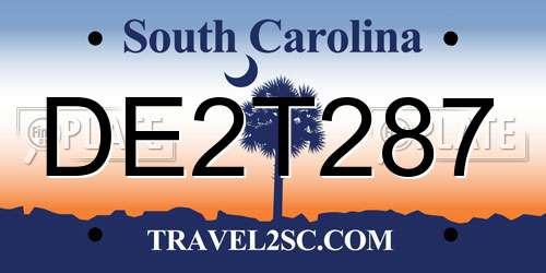 DE2T287 South Carolina License Plate