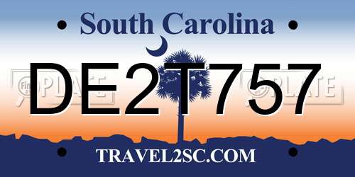 DE2T757 South Carolina License Plate