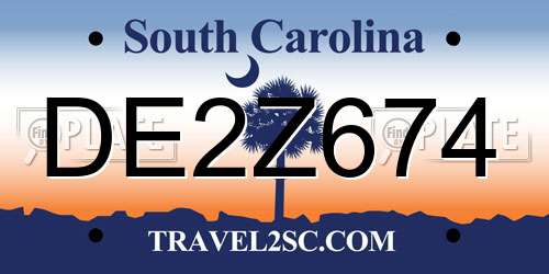DE2Z674 South Carolina License Plate