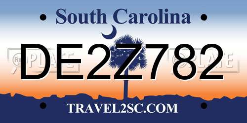 DE2Z782 South Carolina License Plate