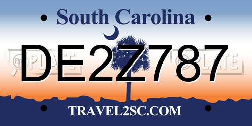 DE2Z787 South Carolina License Plate