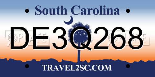 DE3Q268 South Carolina License Plate