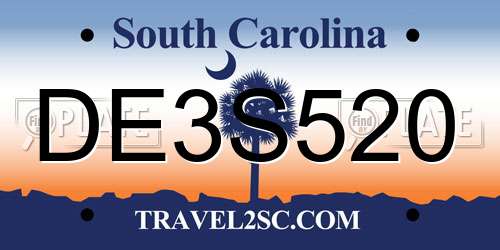 DE3S520 South Carolina License Plate
