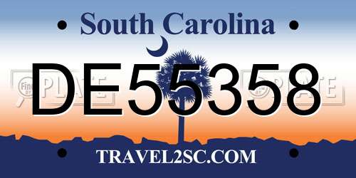 DE55358 South Carolina License Plate