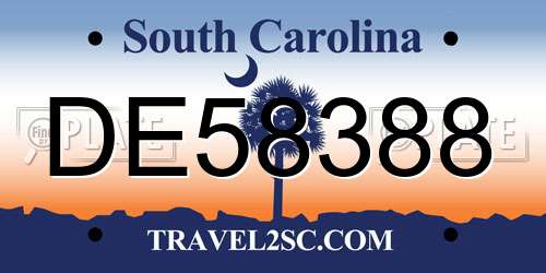 DE58388 South Carolina License Plate