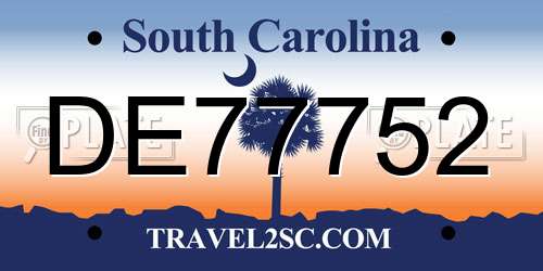 DE77752 South Carolina License Plate