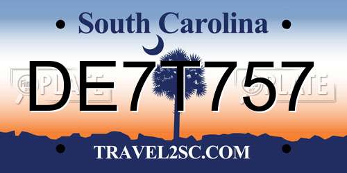 DE7T757 South Carolina License Plate