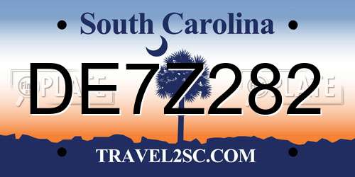 DE7Z282 South Carolina License Plate