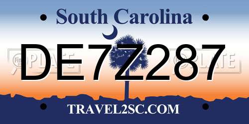 DE7Z287 South Carolina License Plate