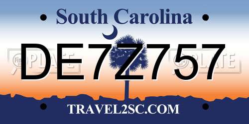 DE7Z757 South Carolina License Plate