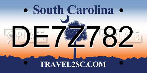 DE7Z782 South Carolina License Plate