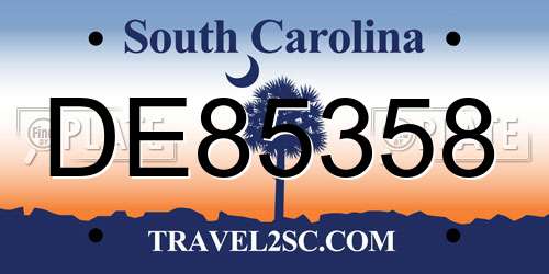 DE85358 South Carolina License Plate