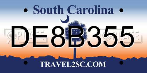 DE8B355 South Carolina License Plate