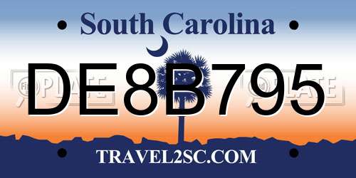 DE8B795 South Carolina License Plate