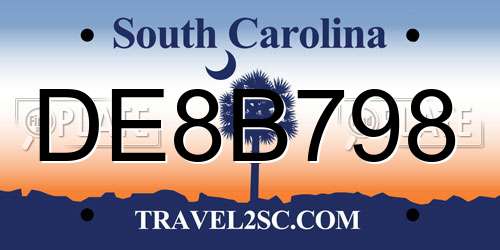 DE8B798 South Carolina License Plate