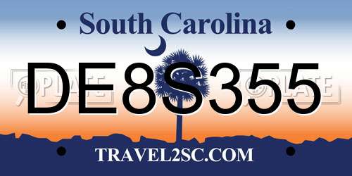 DE8S355 South Carolina License Plate