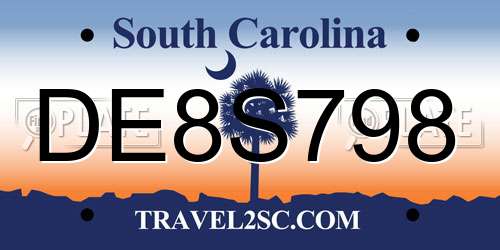 DE8S798 South Carolina License Plate