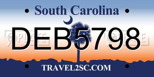 DEB5798 South Carolina License Plate