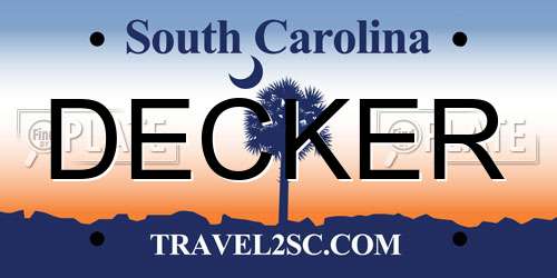 DECKER South Carolina License Plate