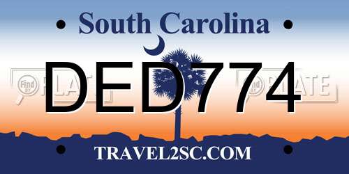 DED774 South Carolina License Plate