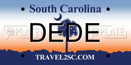 DEDE South Carolina License Plate