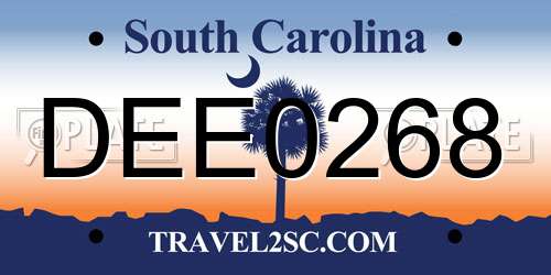 DEE0268 South Carolina License Plate