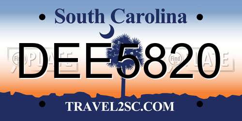 DEE5820 South Carolina License Plate