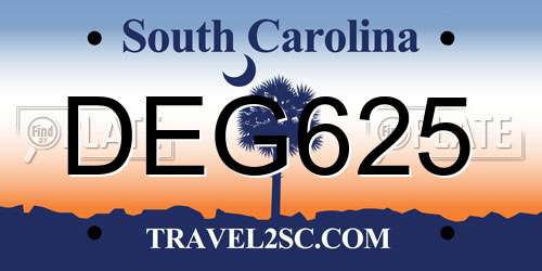 DEG625 South Carolina License Plate